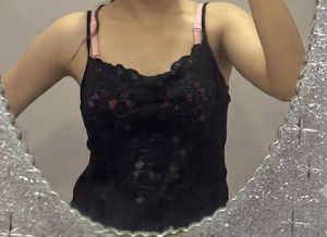 Y2K Black Lace Cami Top