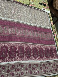 Elegant Printed Saree with Metallic Border