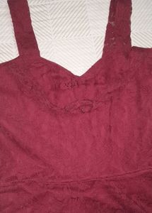 Maroon Lace Skater One Piece Dress