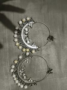 Silver Pearl Jhumka Earrings cod not available