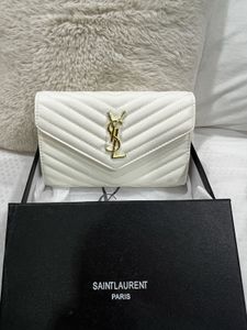 Ysl White Chevron Chain Bag