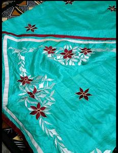 Gorgeous 👌👌Teal Saree with Floral Embroidery