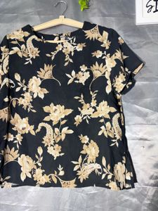 Elegant Black Floral Print Top