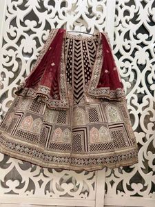 Semi Stitched Bridal Lehenga With Pearl Work