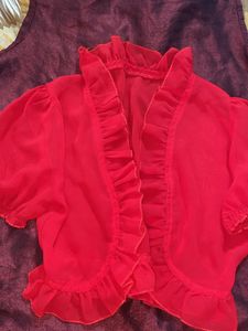Red Georgette Shrug