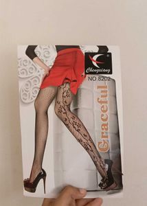 Floral Pattern Fishnet Stockings