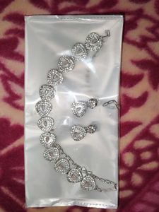Chik beautiful pearl &amp; AD necklace set jwellery