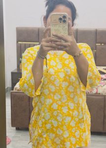 Vibrant Yellow Floral Print Kurta