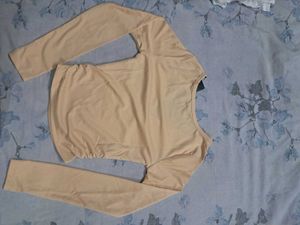 Shein Nude Wrap Top - Long Sleeve