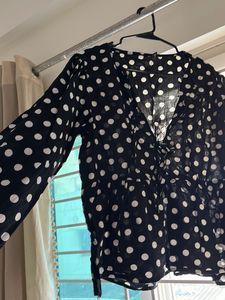 Black &amp; White Polka Dot Top