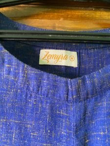Blue Linen Blend Casual Dress