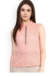 BRAND NEW WOMEN PEACH COLOURED SELF DESIGN TOP