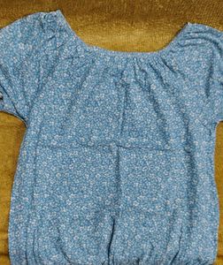 Blue Floral Off-Shoulder Top | Size S | Gently Use