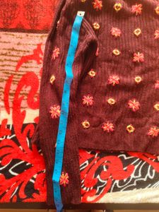 Urgent Sell Floral Embroidered Burgundy Sweater