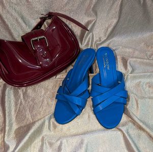 Chic Blue Heeled Mules (SOLD)