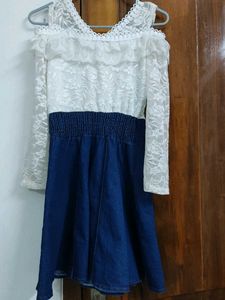 Cute Denim &amp; Lace Dress