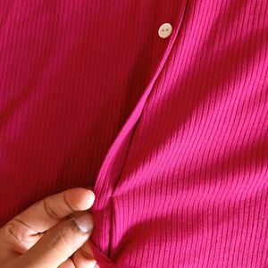 Ribbed Button-Up Top