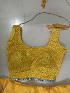 Elegant Yellow Lehenga Choli Set padded