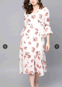 Wrap dress, with floral detailing