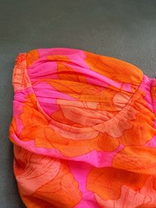 Sheer Floral Print Bustier Top