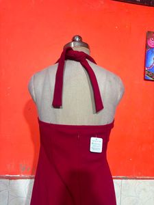 Elegant Red Halter Neck Dress