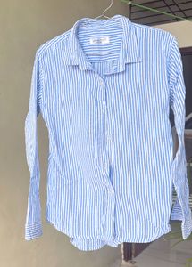 Classic Blue & White Striped Button-Up Shirt
