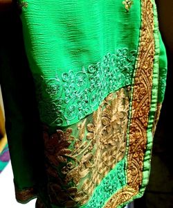 Vibrant Green Embroidered Saree