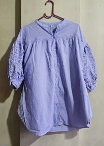 Lavender Embroidered Sleeve Shirt