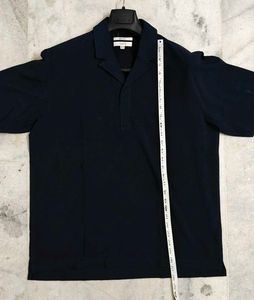 Men's Navy Blue Short Sleeve Button-Up T Shirt