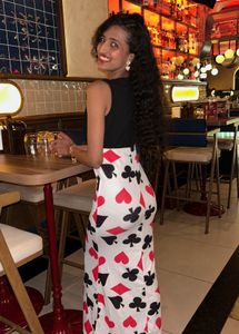 Unique Playing Card Print Maxi Dress