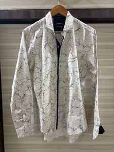 Men's White Printed Long Sleeve Shirt