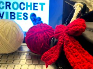 Handmade Crochet Red Bow Charm