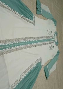Elegant Sea Green &amp; White unique design dress