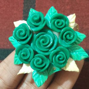 Green Floral bracelet Set with Ring and broch