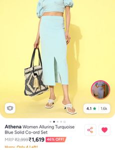 Sky Blue Puff Sleeve Top & Skirt Set