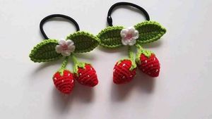 Cute Crochet Strawberry Hair Ties