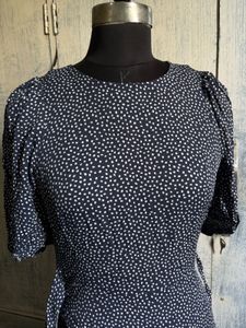 Navy Polka Dot Wrap Dress