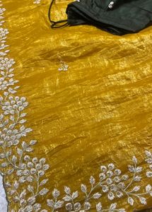 Elegant Yellow Embroidered Saree