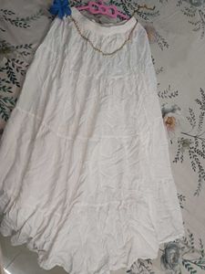 Flared white long skirt