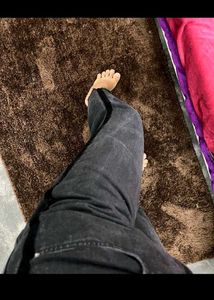 MANGO Black Wide Leg Distressed Jeans