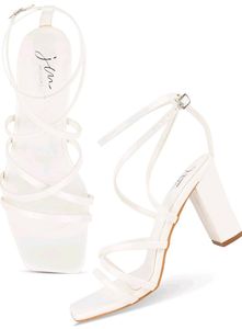 Chic White Block Heel Sandals