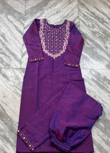 Elegant Purple Embroidered Kurta Set