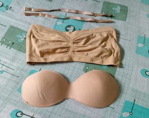 Strapless Beige Bra with Removable Straps