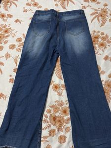 Wide Leg Blue Denim Jeans