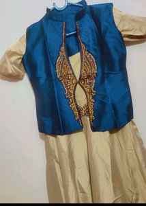 Khaki Dress &amp; Blue Jacket With Pant For 30 Bust
