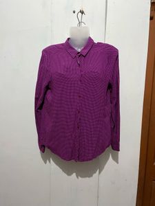 Purple Polka Dot Button-Up Shirt