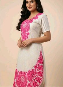 Elegant Embroidered Kurta with pink bottom