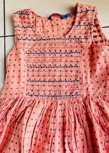 Peach Printed Anarkali Kurta