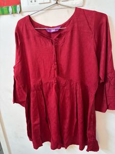 libas Stylish Red peplum short kurti