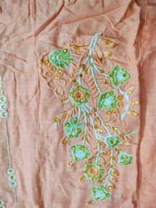 Elegant Peach Kurta Set with Embroidery